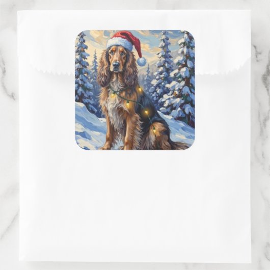 Elegant Afghan Hound Winter Wonderland Christmas Vierkante Sticker (Tas)