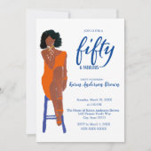 Elegant African American 50 en Fab Oranje Kaart (Voorkant)