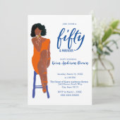 Elegant African American 50 en Fab Oranje Kaart (Staand voorkant)