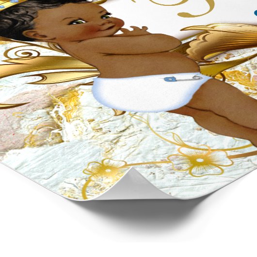 Elegant African Prince White & Gold Marble Poster (Hoek)