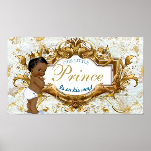 Elegant African Prince White & Gold Marble Poster (Voorkant)
