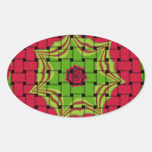 Elegant Afrikaans Mooi Geweven vector print patroo Ovale Sticker