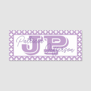 Elegant Afrikaans Paars Mesh Modern Monogram Naamplaatje