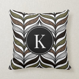 Elegant Afrikaans patroon met aangepast monogram Kussen