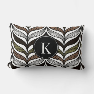 Elegant Afrikaans patroon met aangepaste monogramw Kussen