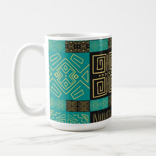 Elegant Afrikaans tribal geometrisch patroon Koffiemok (Links)
