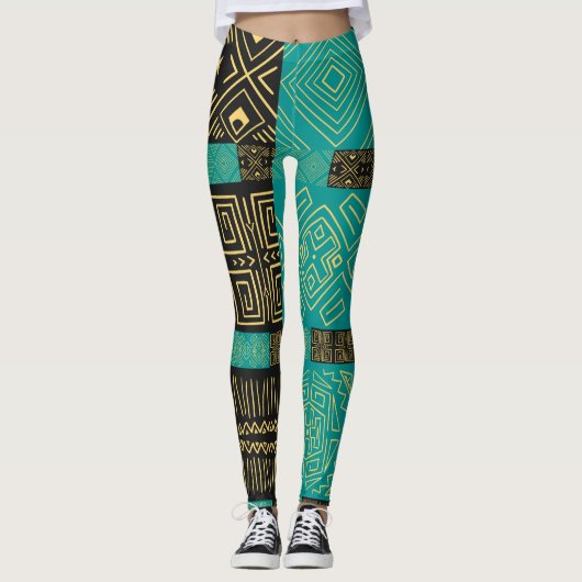 Elegant Afrikaans tribal geometrisch patroon Leggings (Voorkant)