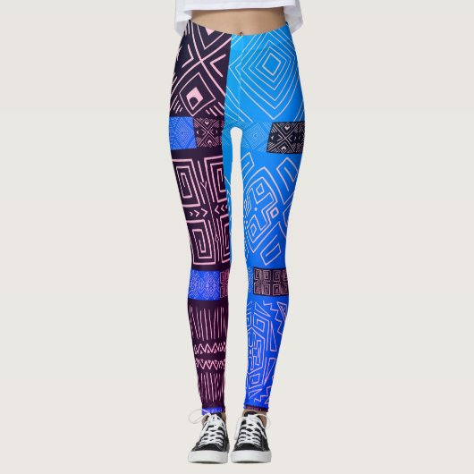 Elegant Afrikaans tribal geometrisch patroon Leggings (Voorkant)
