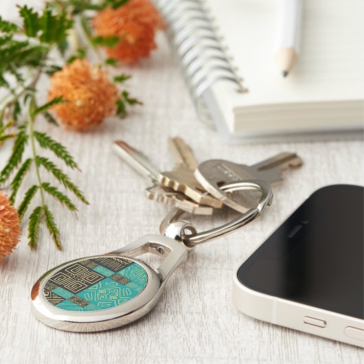 Elegant Afrikaans tribal geometrisch patroon Sleutelhanger (Zijkant)