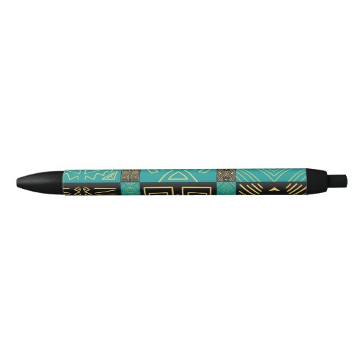 Elegant Afrikaans tribal geometrisch patroon Zwarte Inkt Pen (Voorkant)