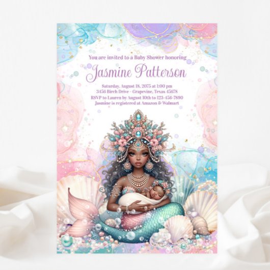 Elegant Afrikaans Zeemeermin Moeder Baby shower Kaart