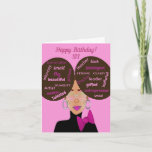 Elegant Afro American Sister Birthday Kaart<br><div class="desc">Deze unieke verjaardagskaart is voorzien van een Afrikaans-Amerikaans meisje met twee afro pufjes en woordkunst. Stuur een hartverwarmende kaart naar je zus die precies aangeeft wat je wilt zeggen.</div>