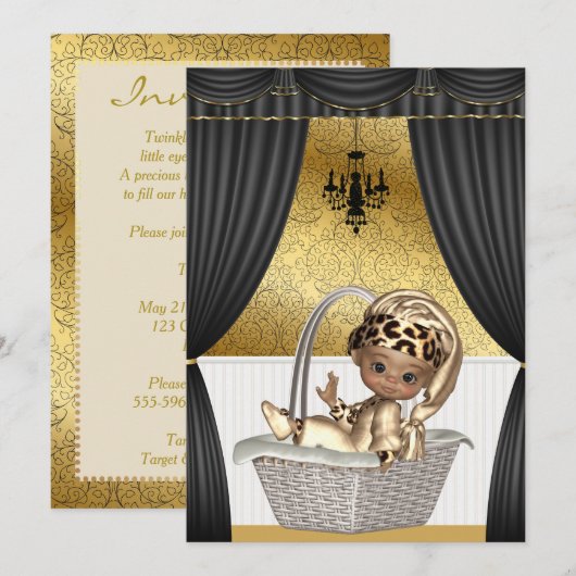 Elegant Afro-Amerikaans etnisch Baby shower Kaart (Voorkant / Achterkant)