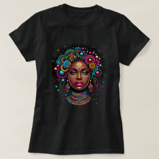 Elegant Afro Amerikaans Zwart Meisje met Bling T-shirt