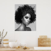 Elegant Afro haar Poster (Keuken)