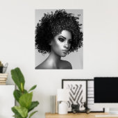 Elegant Afro haar Poster (Thuiskantoor)