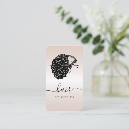 Elegant Afro Hair Girl Cream Gradient Trendy Salon Visitekaartje (Staand voorkant)