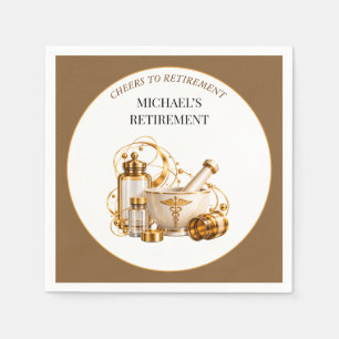 Elegant Afscheidsfeest Apotheker Blauw Goud Servet