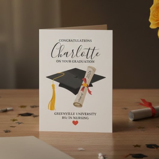 Elegant Afstudeer Naam Diploma Ontwerp Kaart