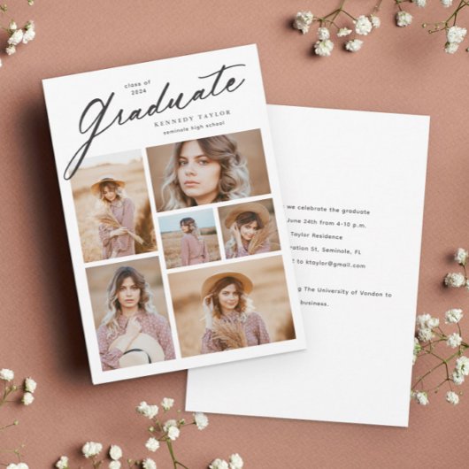Elegant Afstudeer Script 6 foto collage Afstuderen Kaart