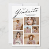 Elegant Afstudeer Script 6 foto collage Afstuderen Kaart (Voorkant)