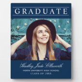 Elegant afstudeercadeau foto geschenk navy fotoplaat (Voorkant)
