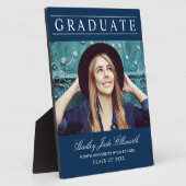 Elegant afstudeercadeau foto geschenk navy fotoplaat (Zijkant)