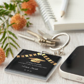 Elegant Afstudeercadeau Zwart en Goud Thema Sleutelhanger (Voorkant Rechts)