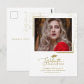 Elegant Afstudeerder Aankondiging Feestelijke Gold Briefkaart (Voorkant / Achterkant)