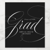 Elegant Afstudeerder Calligrafie Script Zwart Afst Wijn Etiket (Enkel label)