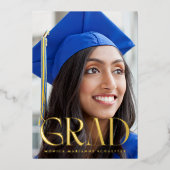 Elegant Afstudeerder Folie Foto Afstuderen aankond Folie Uitnodiging (Voorkant)