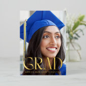 Elegant Afstudeerder Folie Foto Afstuderen aankond Folie Uitnodiging (Staand Voorkant)