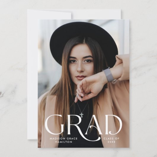 Elegant Afstudeerder Foto Afstuderen Aankondiging (Voorkant)