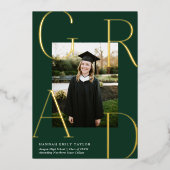 Elegant AFSTUDEERDER Foto Afstuderen Gold kondigin Folie Uitnodiging (Voorkant)