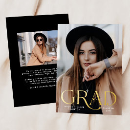 Elegant Afstudeerder Foto Folie Afstuderen Aankond Folie Uitnodiging