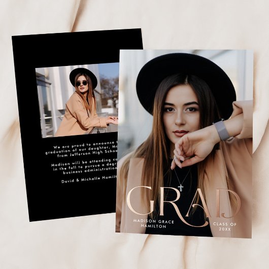 Elegant Afstudeerder Foto Folie Afstuderen Aankond Folie Uitnodiging