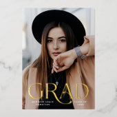 Elegant Afstudeerder Foto Folie Afstuderen Aankond Folie Uitnodiging (Voorkant)