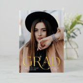 Elegant Afstudeerder Foto Folie Afstuderen Aankond Folie Uitnodiging (Staand Voorkant)