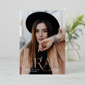 Elegant Afstudeerder Foto Folie Afstuderen Aankond Folie Uitnodiging (Staand Voorkant)