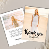 Elegant Afstudeerder Foto Senior High School Afstu Bedankkaart