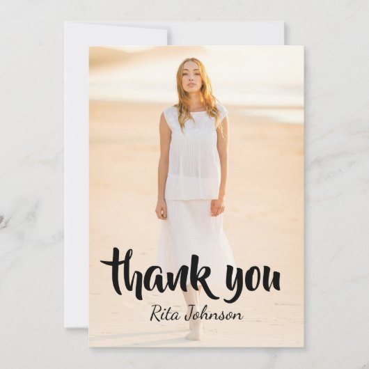 Elegant Afstudeerder Foto Senior High School Afstu Bedankkaart (Voorkant)