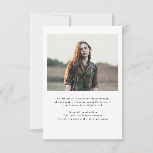 Elegant Afstudeerder Fotoscript Afstuderen Aankond (Achterkant)