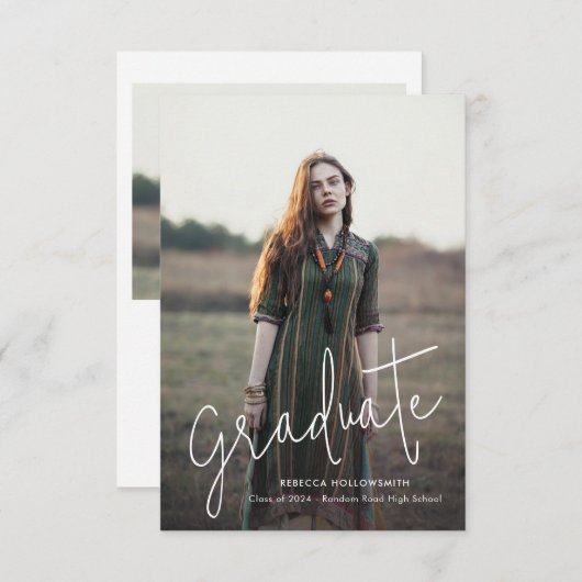 Elegant Afstudeerder Fotoscript Afstuderen Aankond (Voorkant / Achterkant)