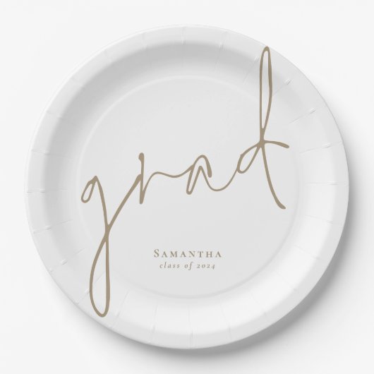 Elegant Afstudeerder Gold Script Name Afstuderen Papieren Bordje (Voorkant)