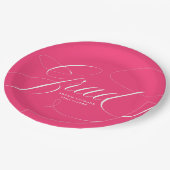 Elegant Afstudeerder kalligrafie Hot roze Afstuder Papieren Bordje (Gekanteld)