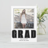 Elegant AFSTUDEERDER Klasse van 2025 wit afstudere Aankondiging (Staand voorkant)