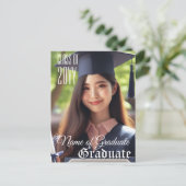 Elegant Afstudeerder Naam Foto Klasse Jaar Afstude Briefkaart (Staand voorkant)