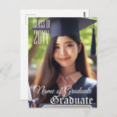 Elegant Afstudeerder Naam Foto Klasse Jaar Afstude Briefkaart (Voorkant / Achterkant)