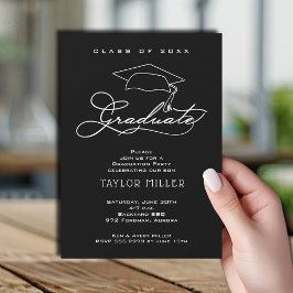 Elegant Afstudeerder Pet Black Afstuderen Kaart