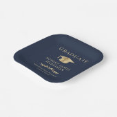 Elegant Afstudeerder Pet Blauw Goud Afstudeerfeest Papieren Bordje (Gebogen)